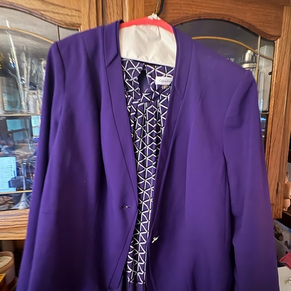 Calvin Klein Vibrant Purple Womens Plus Jacket with Sleeveless Top - Picture 1 of 5